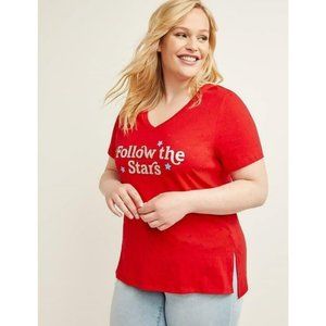 Lane Bryant “Follow The Stars” Red Burnout Tee